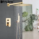 Набор золотых смесителей для душа для ванной комнаты, настенное крепление, смеситель для душа с одной ручкой, квадратный, для душа
