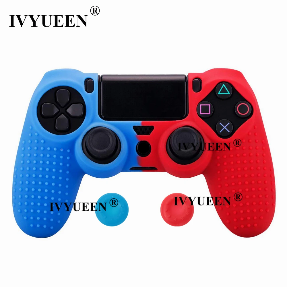 Силиконовый чехол IVYUEEN для Dualshock 4 PS4 Pro, тонкий чехол для контроллера и ручки для большого пальца, колпачки для playstation 4, аксессуары для игр
