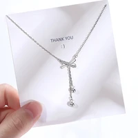 fashionable exquisite sweet inlaid zirconium tassel bow necklace female temperament simple and versatile necklace jewelry gift
