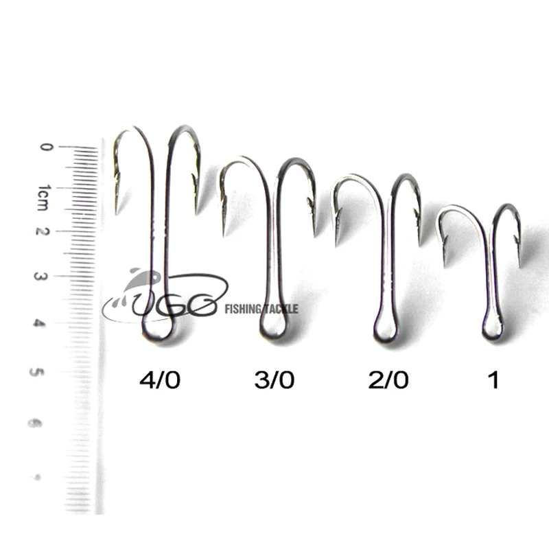 100 шт./лот двойной крючок из высокоуглеродистой стали для рыбалки никель белая