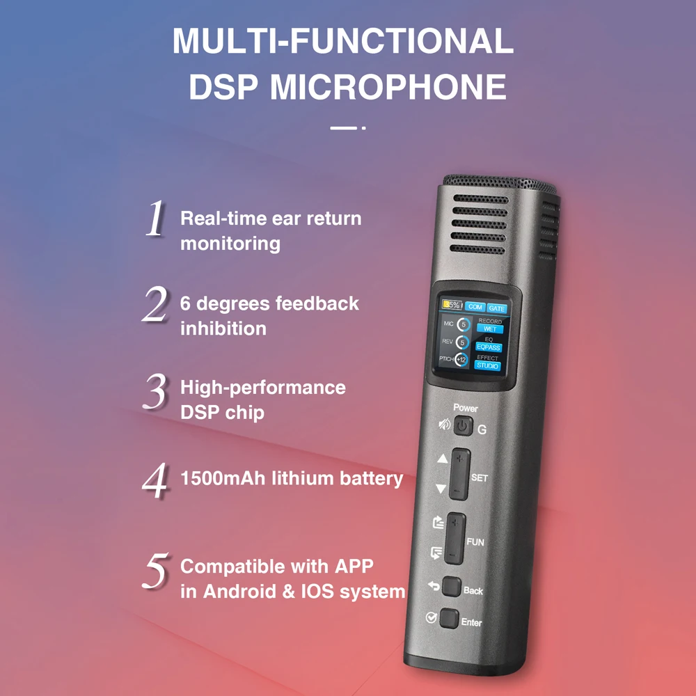 Многофункциональный DSP умный микрофон мобильный телефон с USB-звуковой картой
