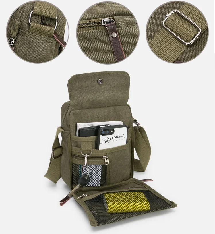 Messenger Bags Soft Canvas Zipper Open Men's Bag Casual Travel School Shoulder Crossbody Pack High Quality Lightweight Handbags