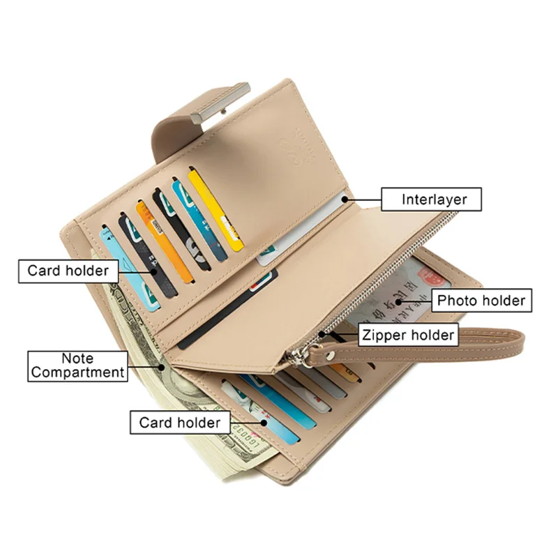 Длинные кошельки для женщин модные дамские бумажники с камнями вместительный