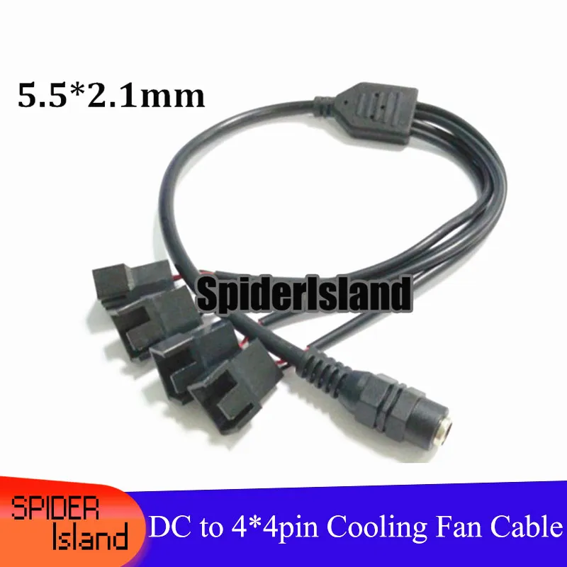 

5,5*2,1 мм DC в 4 порта 4Pin( 2Pin) охлаждающий вентилятор силовой кабель 20 см + 14 см * 4 DC 9В 12В