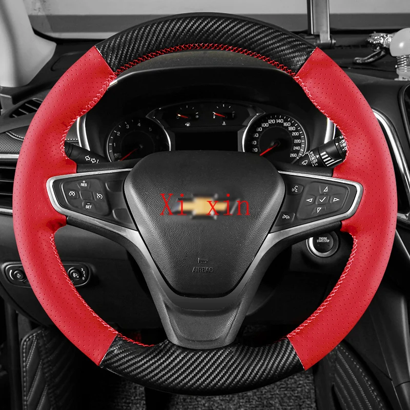 

For Chevrolet Equinox MALIBU xl CRUZE Monza Cavalier DIY custom leather carbon fiber hand-sewn special car steering wheel cover