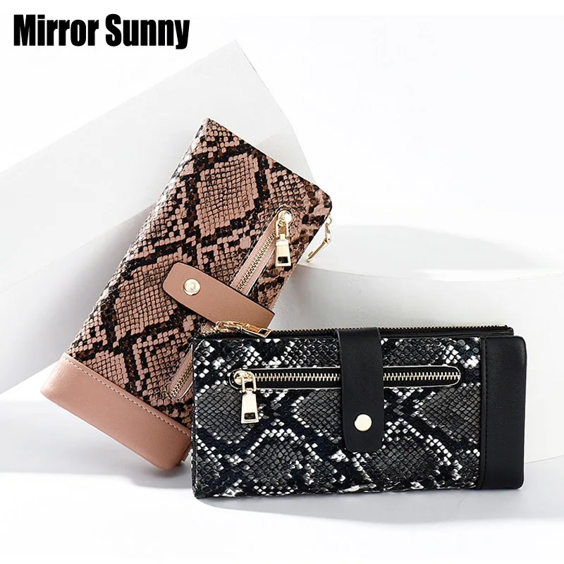 Женский Длинный кошелек с принтом змеиная кожа|Женские кошельки| |