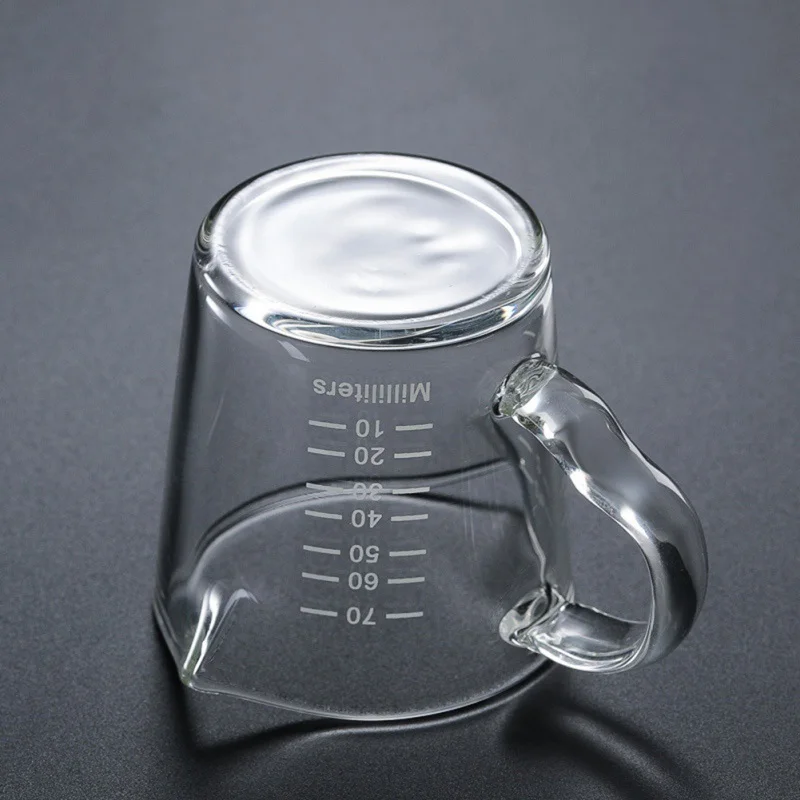 

CXD-1Pcs Heat-resistant Glass Cup Jigger For Espresso Coffee Double-mouthed Ounce Cup 70ml Small Milk Cup With Scale