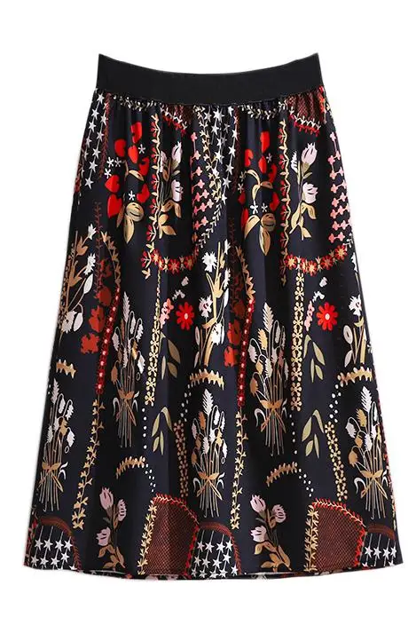 

Floral Print Long Skirts For Women Luxurious Faldas Mujer Moda 2021 Luxury Clothing Jupe Longue Skirts Womens