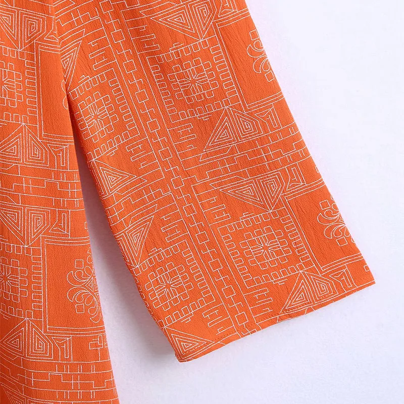 

Women Summer Vintage Print Dress 2021 Long Sleeve V-Neck Fashion Loose Female Elegant Street Dresses Clothes Vestidos