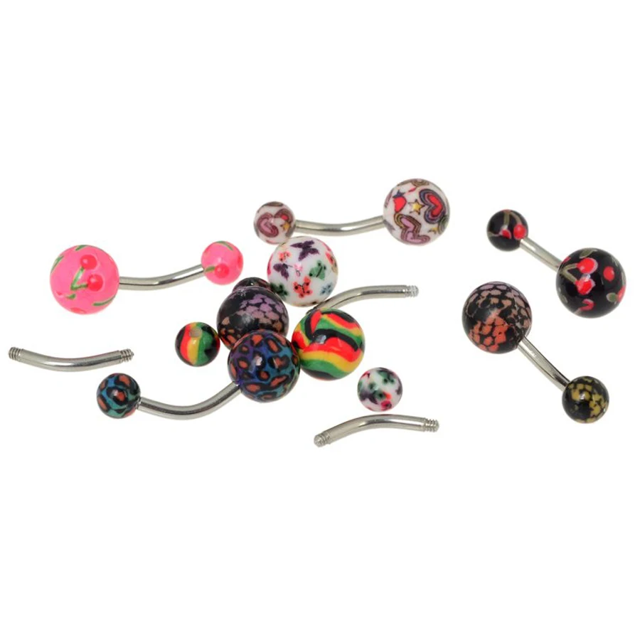 12 Цвета акриловый шар со штангой пупка кольца 1 шт нержавеющая сталь пирсинг тела