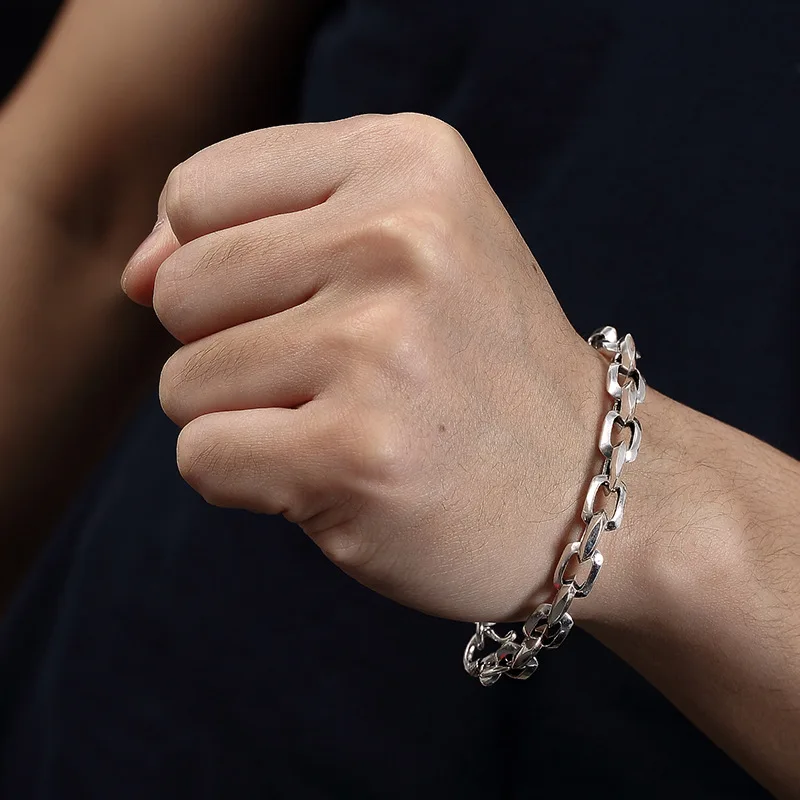 Ткацкая лента 100% реальная кожа серебряного цвета простой мужской браслет дружбы