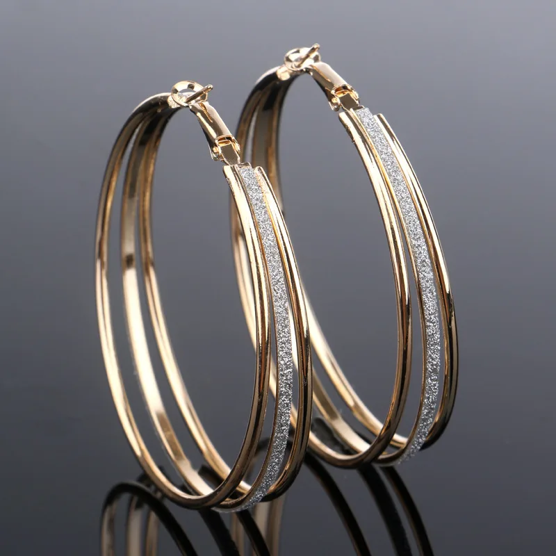 

Exaggeration Multi-layer Large Frosted Earrings for Women Party Wedding Hoop Earrings Jewelry Accessories