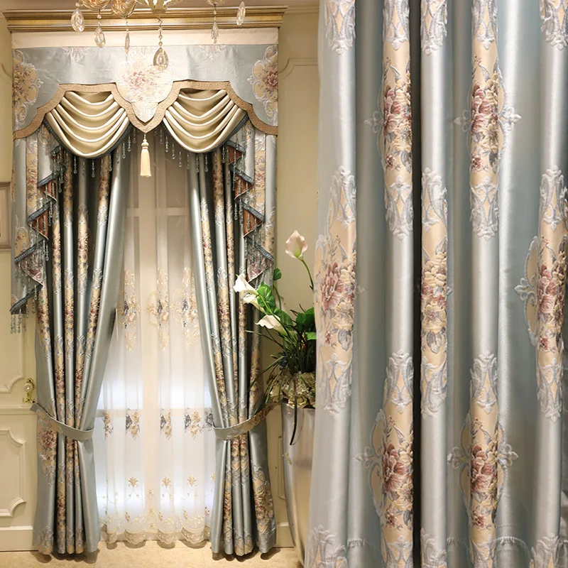 

High-quality custom jacquard Blackout curtains for Living Room Windows European style classic High shade curtains for Bedroom