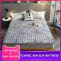 non slip to keep warm flannel mattress warm kingqueen size mattress single and double soft cushions pad for student dormitory