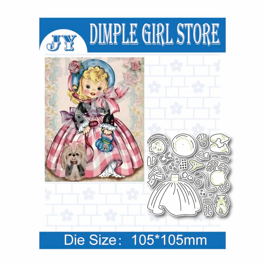 

Retro girl 2021 new product metal cutting die stamp and die making photo frame embossing crafts layered greeting card decoration