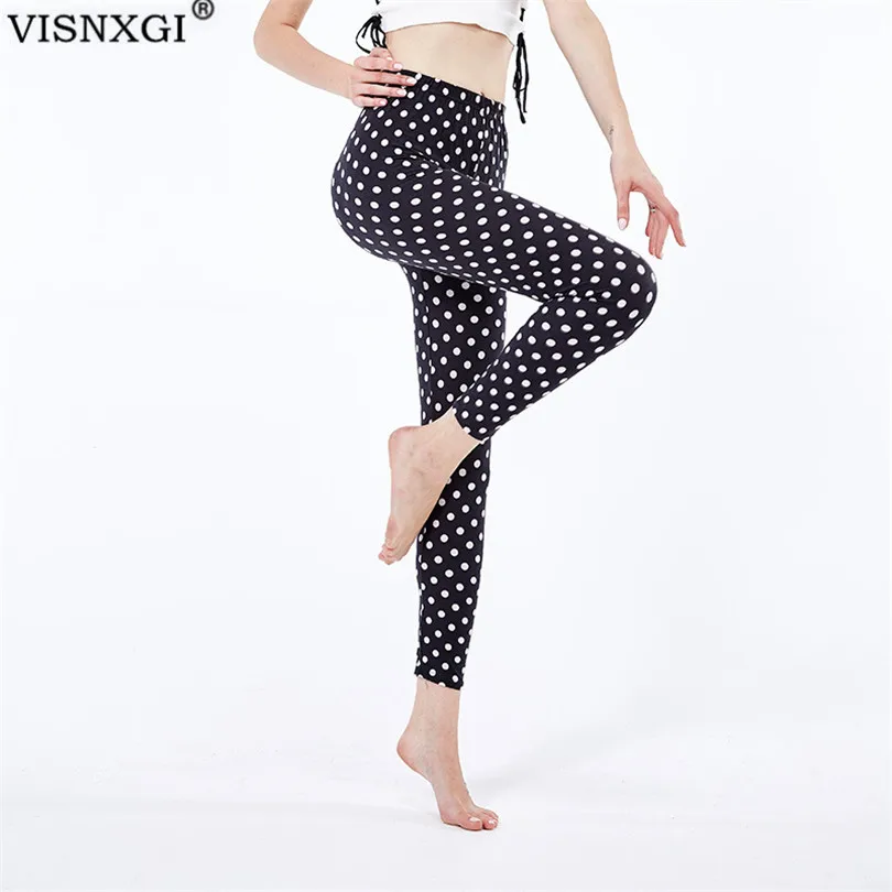 

VISNXGI Autumn Vertical Stripe Dot Printing Women Legging Soft Gym Floral Pants Fashion Stretchy Skinny Casual Work Out Trousers