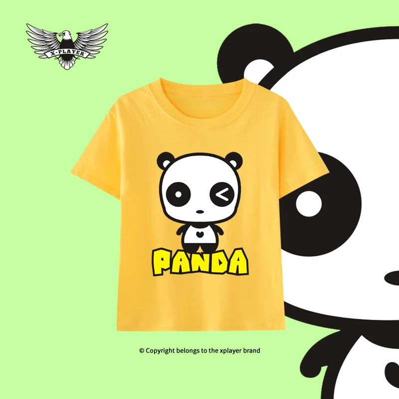 

2021 New Style Cartoon Panda Children T-Shirt for Boys Girls Cotton Summer Kids Tops Fashion Baby Tees Blouse Clothes 2-12 Years