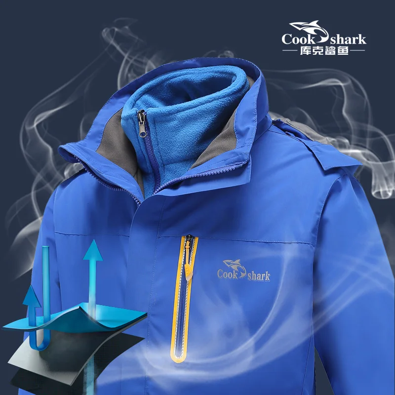 Cook Shark 2020 outdoor jacket men's velvet padded windbreaker men's fashion jacket autumn and winter clothing