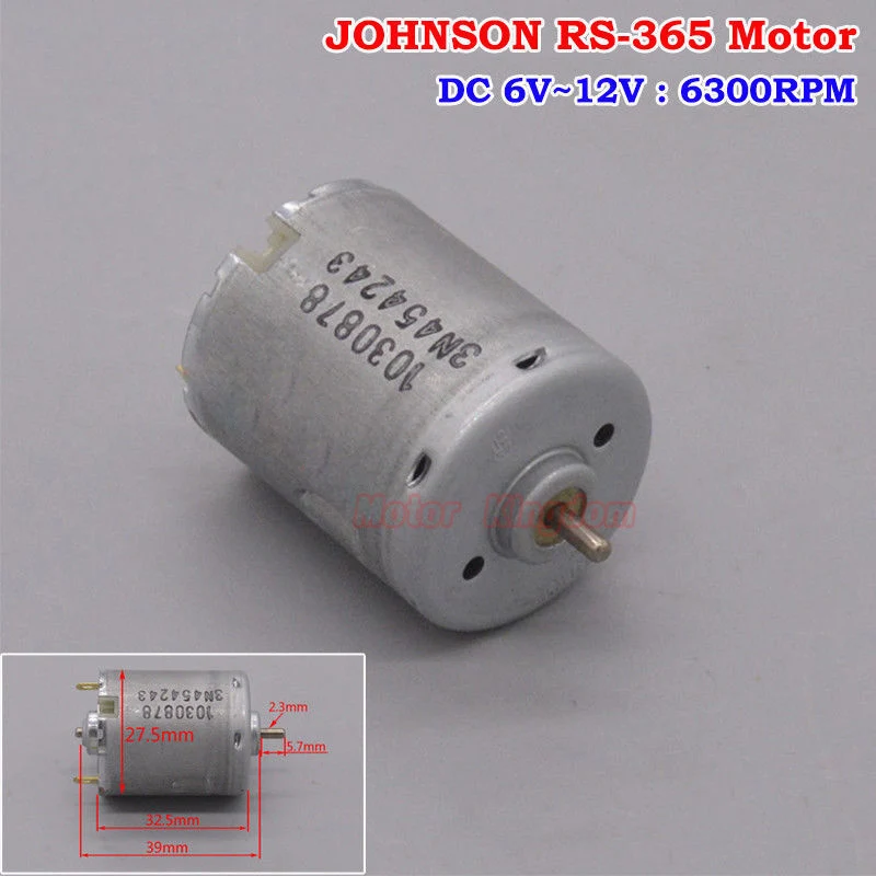 27 мм JOHNSON 1030878 RS 365 угольные щетки Двигатель постоянного тока 6V ~ 12V 6300 об/мин пять