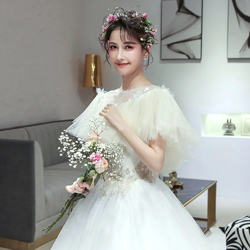 JaneVini Элегантный легкий кремовый цвет свадебная накидка и шаль аппликации