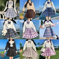 jk school girl uniform autumn 2021 new japanese high waist a line pleated skirt full set woman cute sweet students clothes