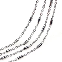 2 654mm 2mlot never fade stainless steel straight style necklace beads chains for diy jewelry findings handmade making