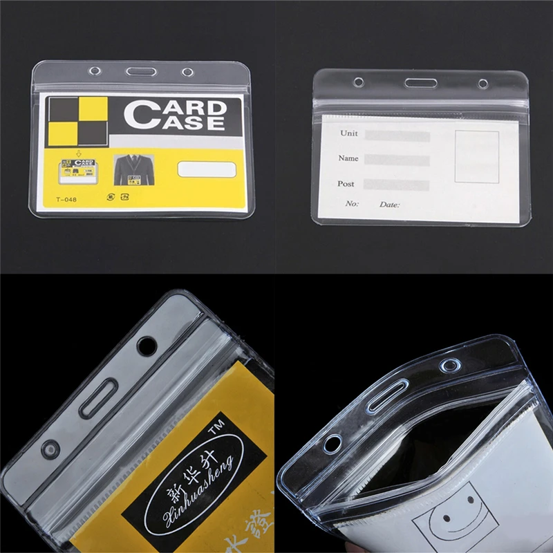 

10 Pcs/lot Convenient Clear PVC Exhibition ID Name Badge Card Plastic Pocket Holder Waterproof Pouches Office Supplies 98x80mm