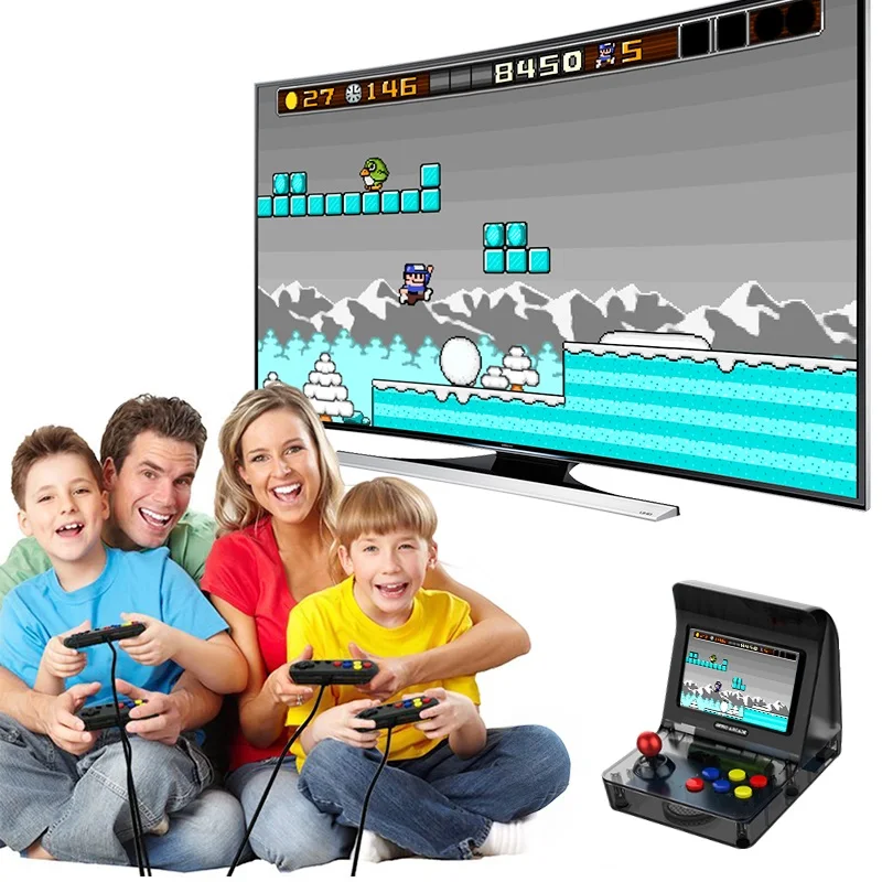 64 Bit Ретро аркадная мини-игровая консоль 4,3 дюймов, встроенный в 3000 игр, портативная игровая консоль, семейный подарок для детей, поддержка загрузки