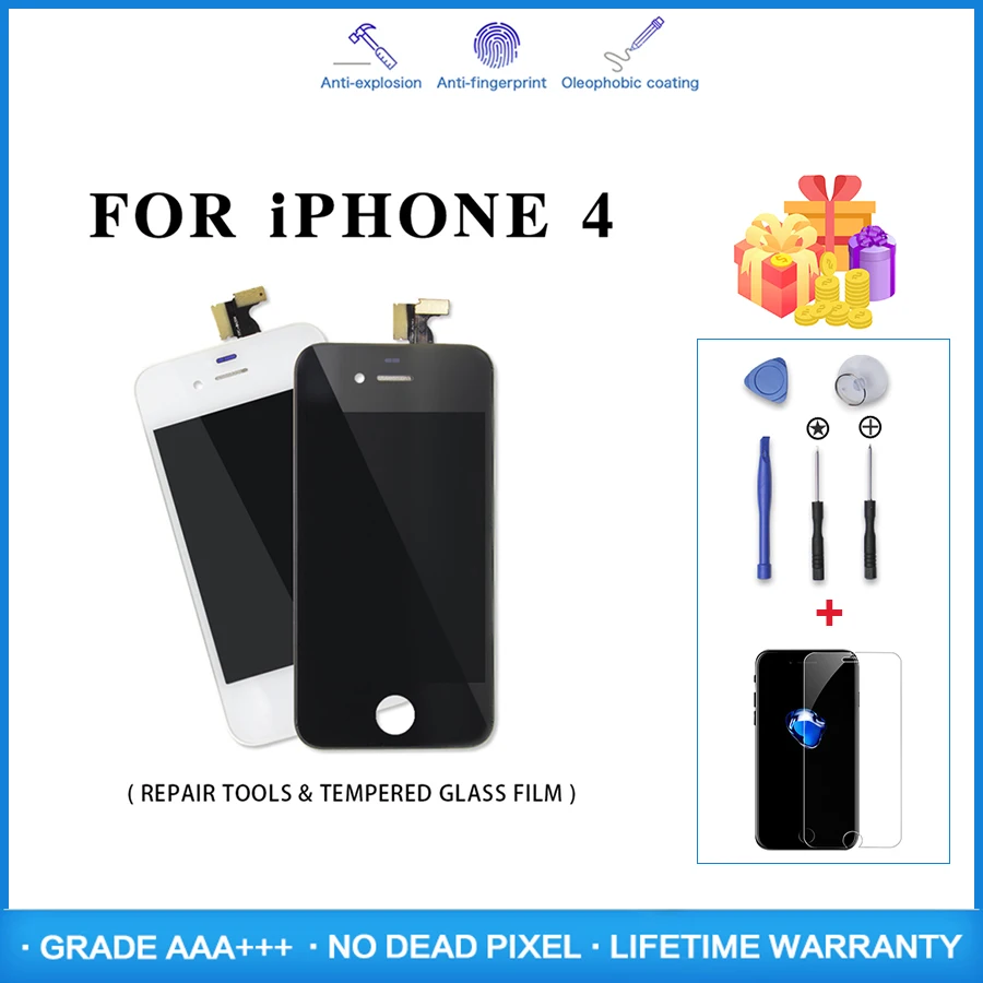 AAA + качественный ЖК дисплей дигитайзер Pantalla для iPhone 4 4s 5 5S Замена сенсорного