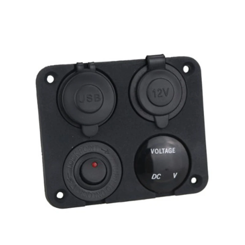 

DC 12V-24V Car Boat Cigarette Lighter Socket Dual USB Charger Voltmeter Switch