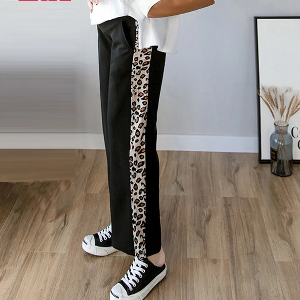 SAGACE штаны для беременных с леопардовым принтом прямые брюки повседневные