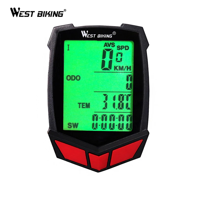 

WEST BIKING Bike Computer Waterproof 20 Functions Speedometer Odometer Cycling Luminous LED Wired/ Wireless MTB Bike Stopwatch