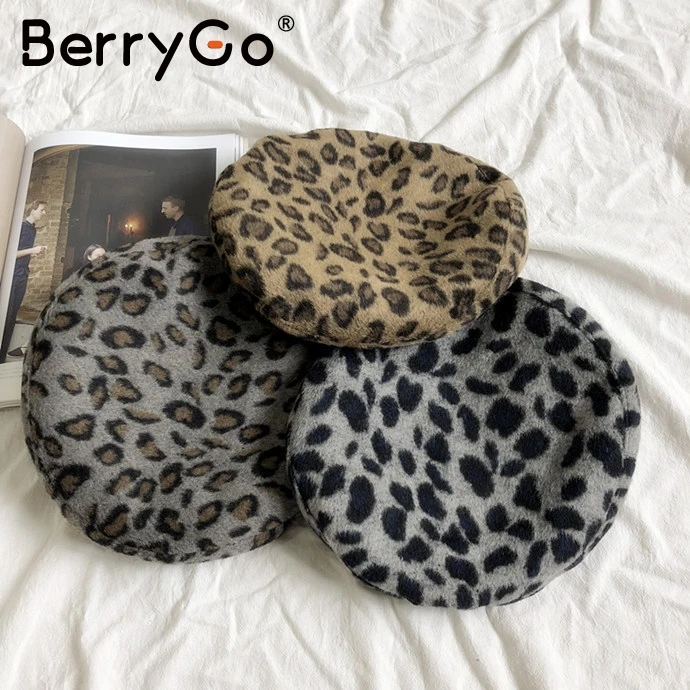 BerryGo элегантный Леопардовый женский берет шляпа Повседневная теплая уличная берет шапка Кепка эластичная Дамская мода осень зима Берет шапочка