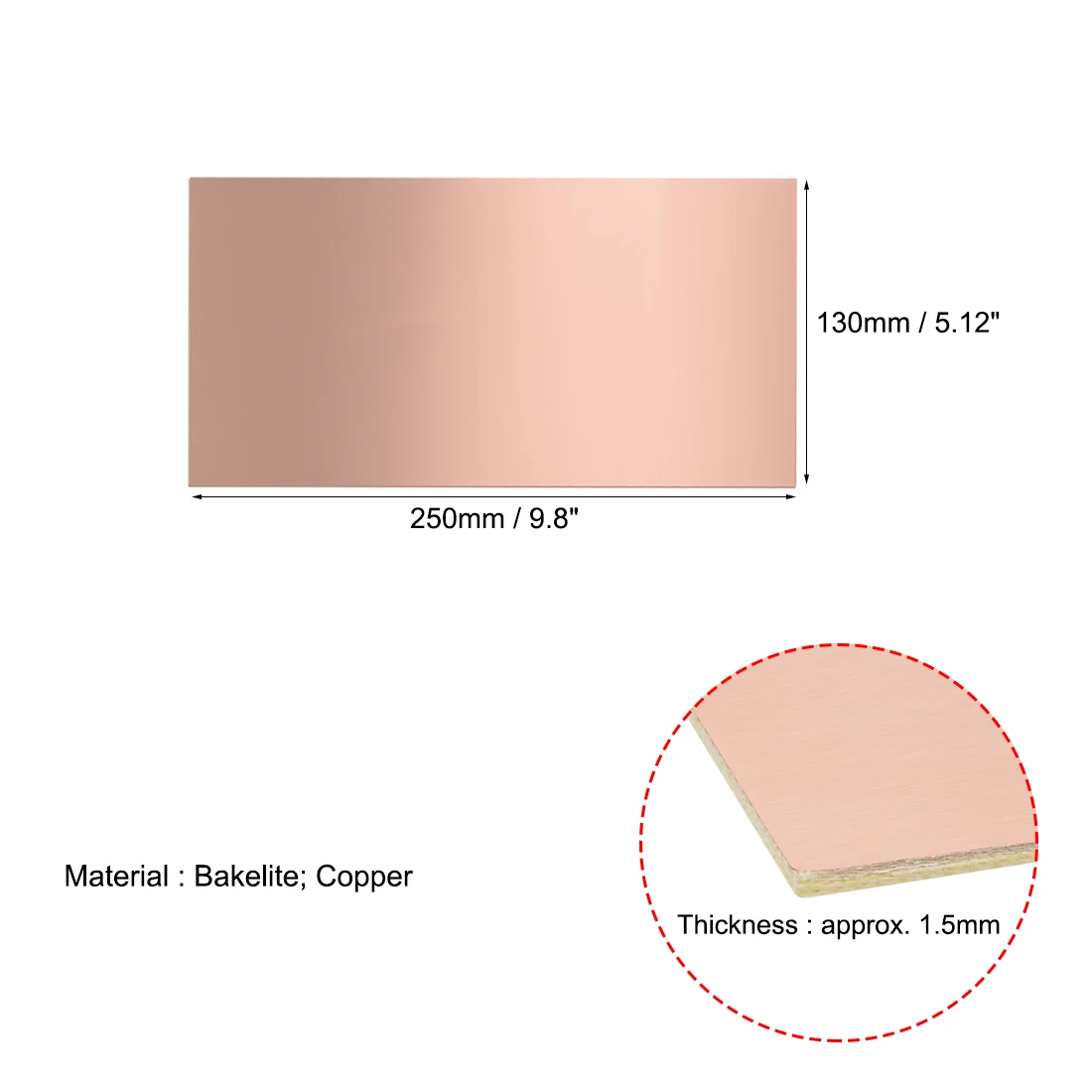 

uxcell 15pcs 250x130mm Single-Sided Copper Clad Laminate PCB Circuit Bakelite Board 1.5mm Thickness DIY Prototyping PCB Board