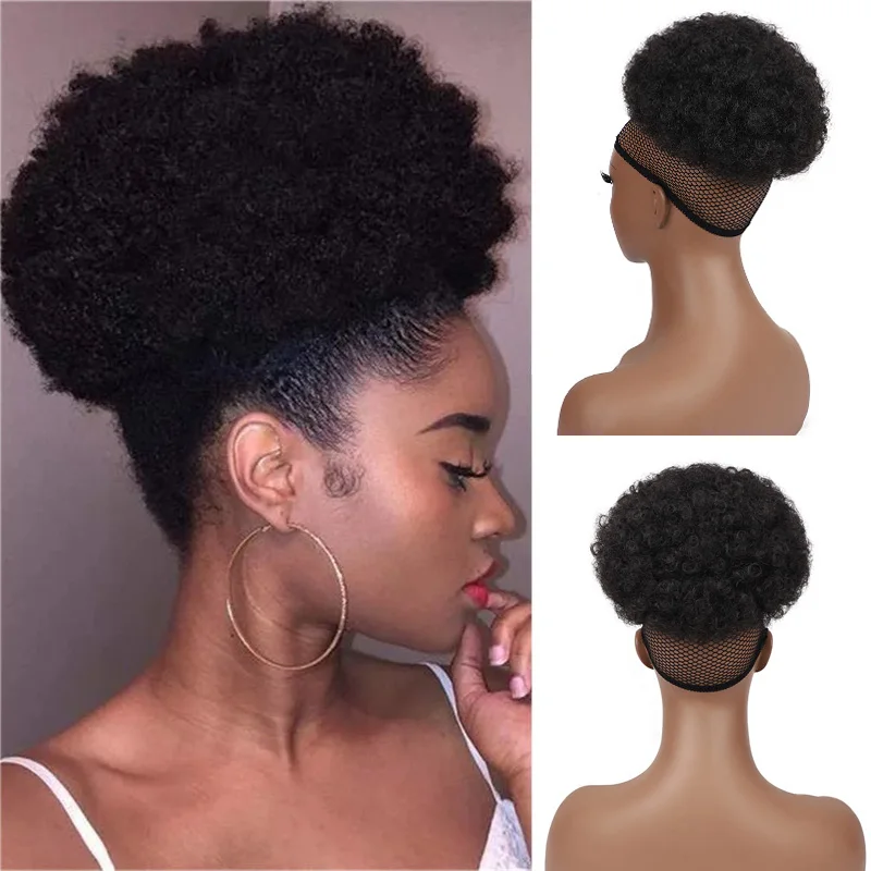 

Spring sunshine Synthetic Ponytail Puff Afro Curly Hair Bun High Drawstring Short Afro Pony Tail Clip in on Synthetic 1PC/Pack