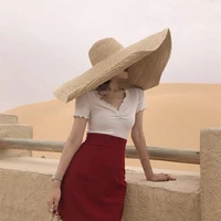 70cm super bigger brim wide straw hats for women foldable paper beach hat summer sun uv hats stage cap dropshipping wholesale