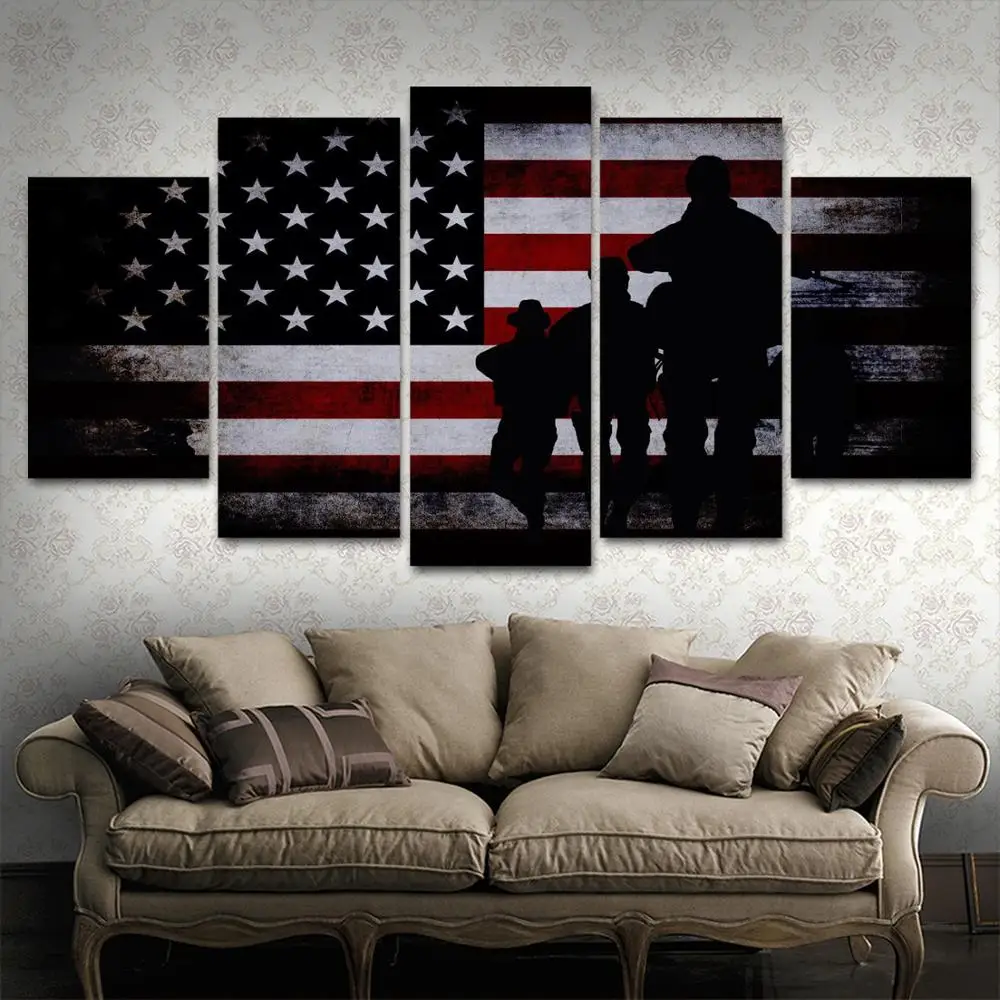 

Drop shipping 5 Panel Wall Art Pictures Canvas Painting abstract canvas poster painting decoration for living room LW354