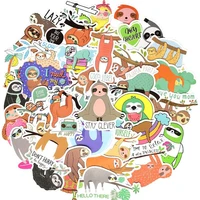 50pcs cartoon sloths stickers for notebook laptop guitar fridge stationery scrapbook cute animal sticker pack kids toys