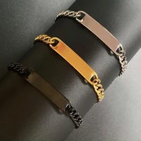 fashion customized words bar chain bracelet for men women stainless steel adjustable engraving name bangle party jewelry