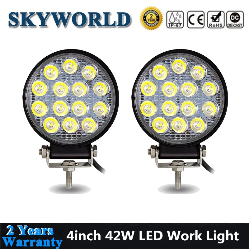 

2pcs 4inch Round LED Work Light 12V Spot Flood Driving Lights Bar Offroad Car Spotlights For Tractor 4x4 4WD Niva Lada ATV UTE