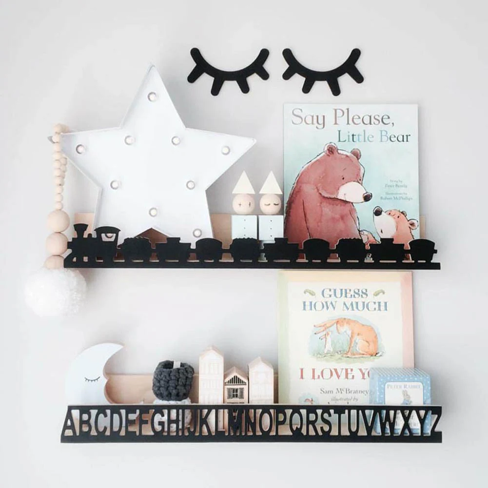 Pesta&ntilde;as de madera de 2 piezas, 3D pegatina de pared de dibujos animados, decoraci&oacute;n para dormitorio de ni&ntilde;os, interesante, divertido, Adhesivo de pared-2