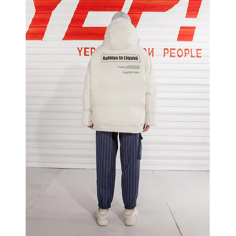 Куртка с карманами в стиле хип хоп парка толстая буквенным принтом Harajuku уличная