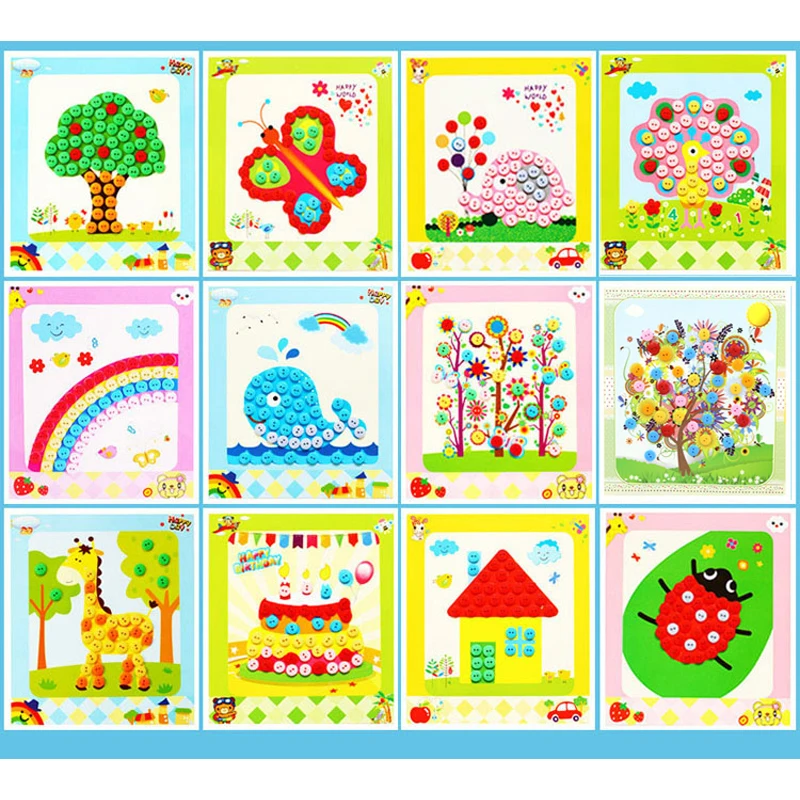 10 шт. детские наклейки на кнопки DIY игрушки для рисования ручная работа школьный