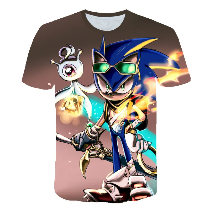 

2020 New Summer 3D Sonic Hedgehog Baby T-shirt Anime Girl Clothes Mario Kids Super Sonic Clothes T-shirt Clothing