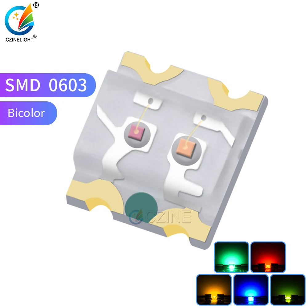 Czinelight 0603 Bi-color Smd 0603 Yellow/yellow+green Red Blue Two-color 1615 Smd Led Diode