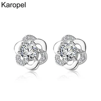 karopel real 925sterling silver earrings for women flower drop ear accessories gift wedding statement jewelry pendientes brincos