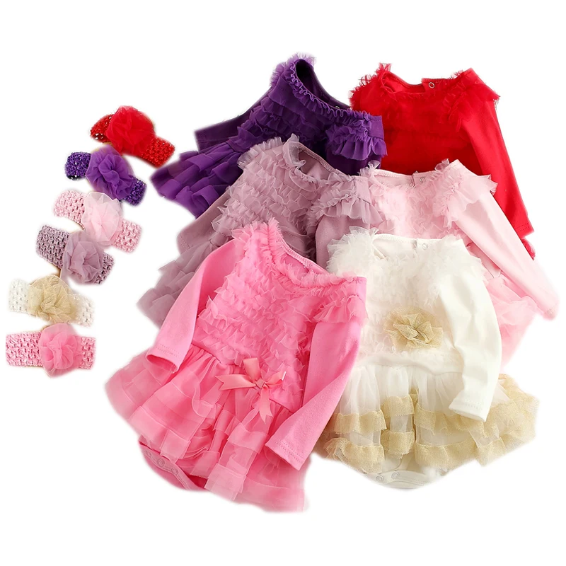 Платье с длинным рукавом и оборками для маленьких девочек кружевное детское