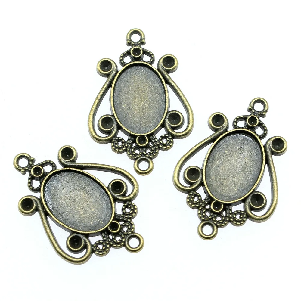

4pcs 30x20mm Vintage Earring Connector For Jewelry Making Antique Bronze Earring Porous Connector Charms