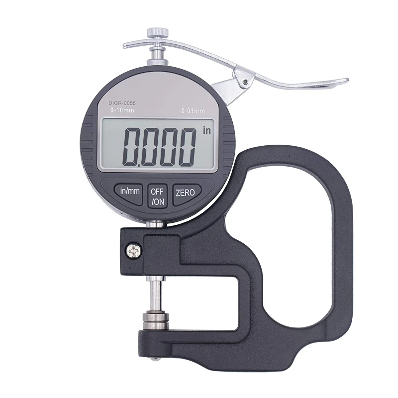 

DTGR-0055 Electronic Digital Thickness Gauge 0-0.4 inch/10mm Measuring Tool Compatible w/ Paper Leather Cloth Wire