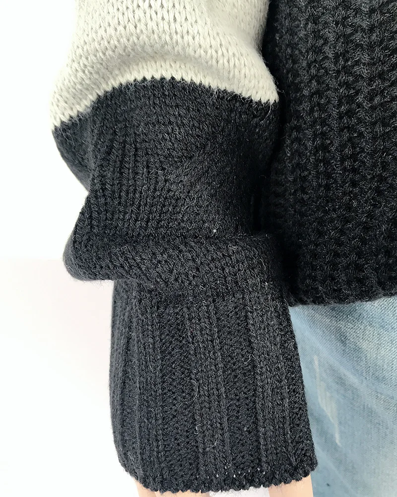 2019 New Foreign Trade Women's Wear Blockbuster Knitted V-collar shoulder twist matching color Pullover Sweater in | Женская одежда